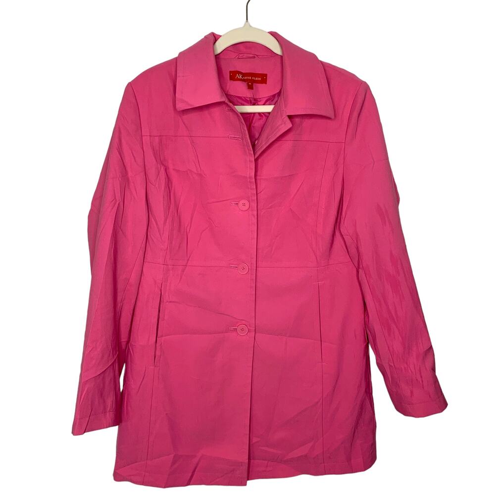 Anne Kline Hot Pink Blazer Jacket Long Medium Retro Vibe Barbie